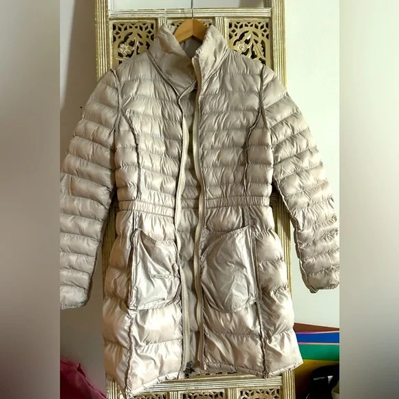 Patrizia Pepe Jacket Woman Beige Tan Detachable Hood Puffer Faux Fur Sz XS or 42 - Picture 2 of 10